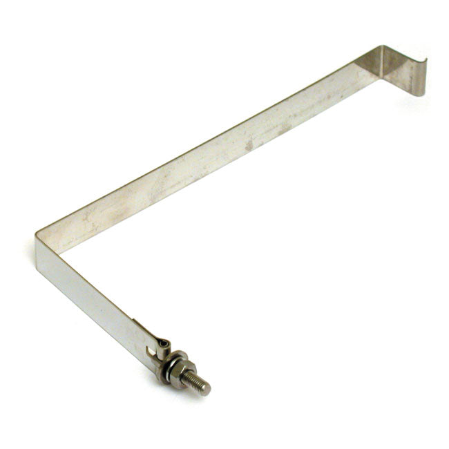 Battery hold down strap. Polished stainless — 65-69 FL; FLH (NU)