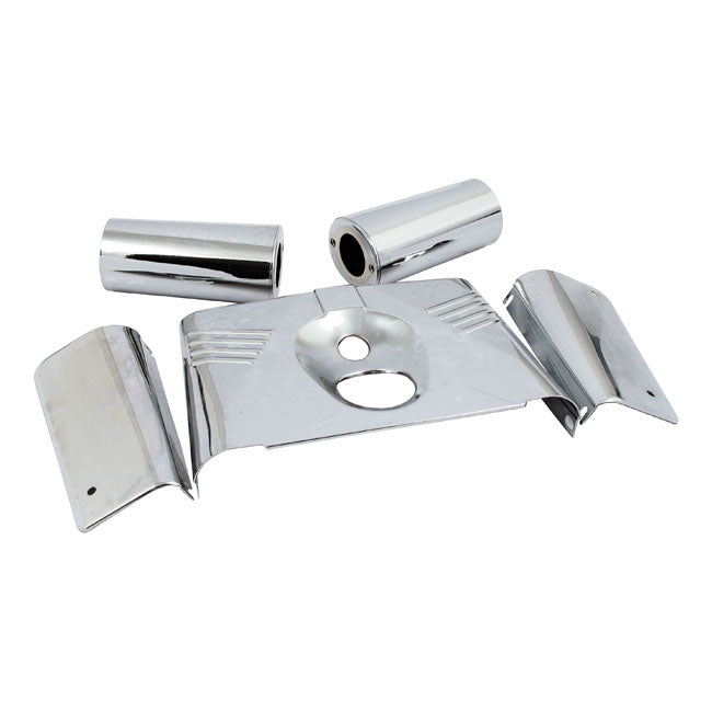 Fork panel kit 5-piece. Ribbed. Chrome