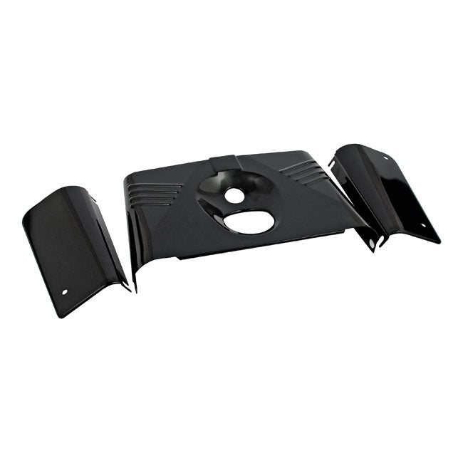 Fork panel kit 3-piece. Ribbed. Gloss black