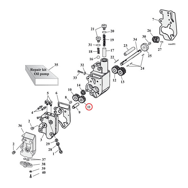 Oil pump gear, idle