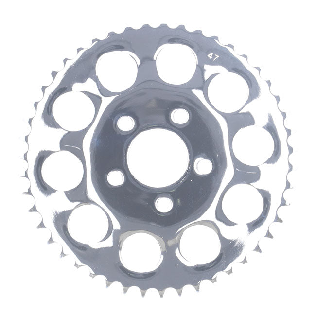 Rear sprocket, chrome. 47t — 82-85 XL Sportster (NU)