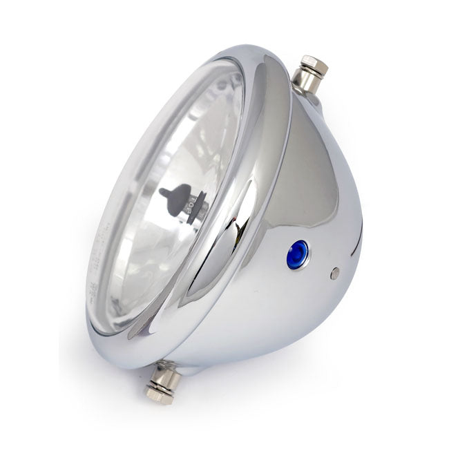 Bates style 5-3/4" H4 headlamp. side mount. Chrome — 901479