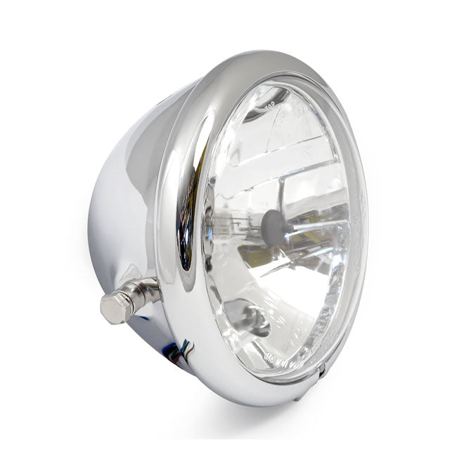Bates style 5-3/4" H4 headlamp. side mount. Chrome — 901479