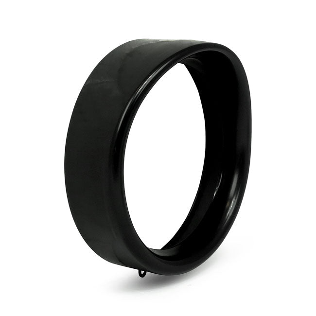 Recessed trim ring with visor. 7" headlamp. Black — 12-16 (NU) FLD; 94-24 FLHR; 83-13 (NU) FLT/Touring (Excl. FLT/Touring & FLTR with dual headlamps); 06-13 (NU) Trikes; 86-17 (NU) FLST models with ''Freight Train Headlight Nacelle''