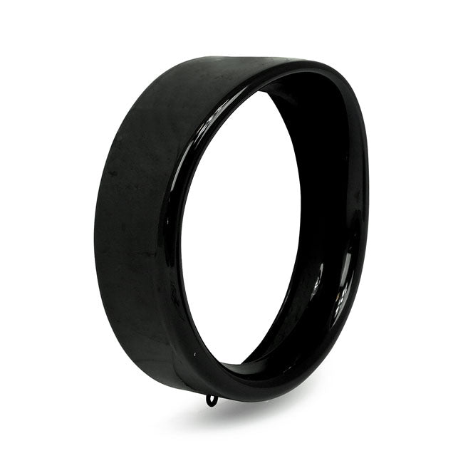 Recessed trim ring with visor. 7" headlamp. Gloss black — 12-16 (NU) FLD; 94-24 FLHR; 83-13 (NU) FLT/Touring (Excl. FLT/Touring & FLTR with dual headlamps); 06-13 (NU) Trikes; 86-17 (NU) FLST models with ''Freight Train Headlight Nacelle''