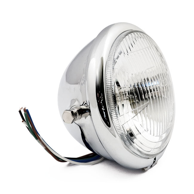 Bates style 5-3/4" H4 headlamp. side mount. Chrome — 901897