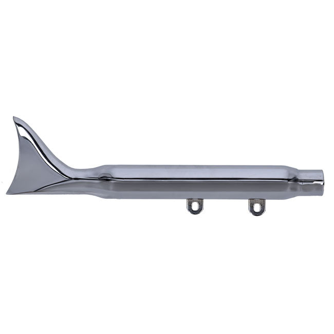 Paughco, Replacement muffler. Fishtail. Chrome — 95-99 FLSTF Fat Boy; 93-96 FLSTN Nostalgia. With stock shotgun headers (NU)