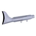 Paughco, Replacement muffler. Fishtail. Chrome — 95-99 FLSTF Fat Boy; 93-96 FLSTN Nostalgia. With stock shotgun headers (NU)