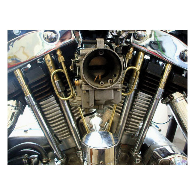 Paughco, ''Old STF'' dual rocker box oil lines. Brass — 57-85 XL Sportster (NU)