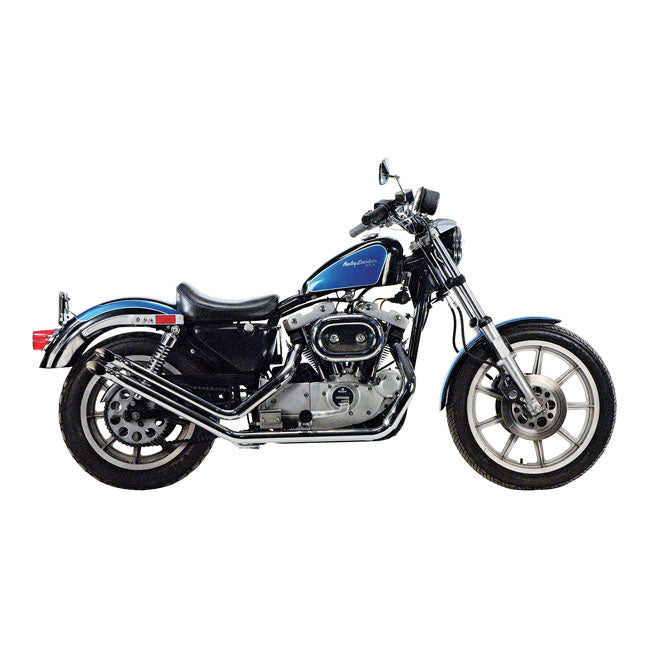 Paughco, Upswept drag pipes. Gooseneck. Chrome — 80-85 XL Sportster (NU)