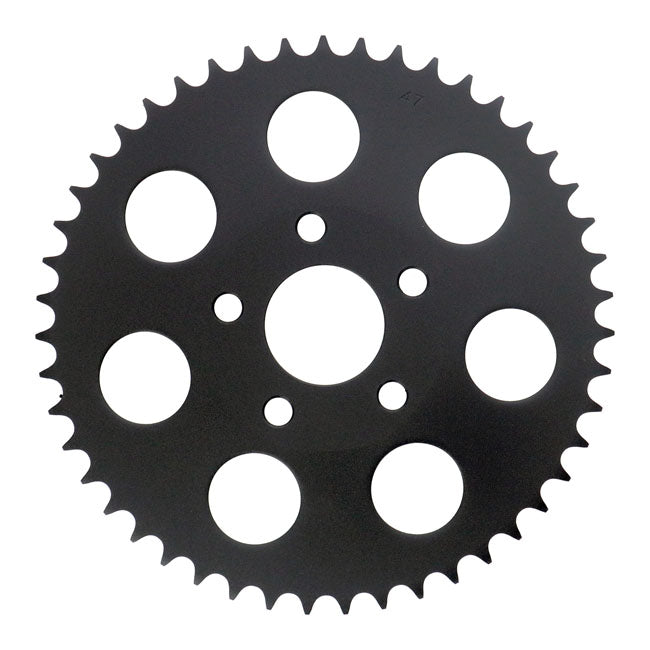 Rear sprocket, black. 47t — 73-85 4-speed Big Twin; 79-81 XL Sportster (NU)