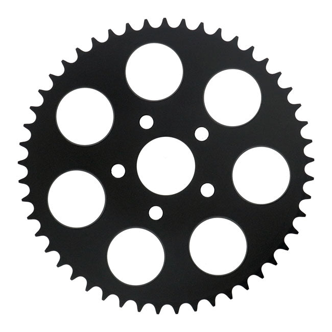 Rear sprocket, black. 49t — 73-85 4-speed Big Twin; 79-81 XL Sportster (NU)