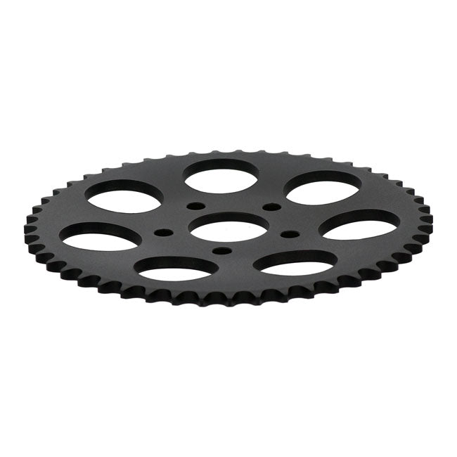 Rear sprocket, black. 49t — 73-85 4-speed Big Twin; 79-81 XL Sportster (NU)