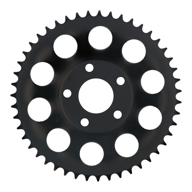 Rear sprocket, black. 47t — 82-85 FXR; 73-99 style offset chop (NU)