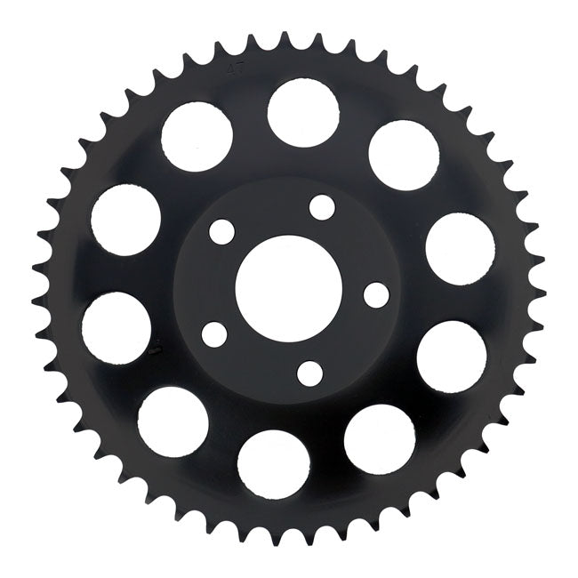 Rear sprocket, black. 47t — 82-85 FXR; 73-99 style offset chop (NU)
