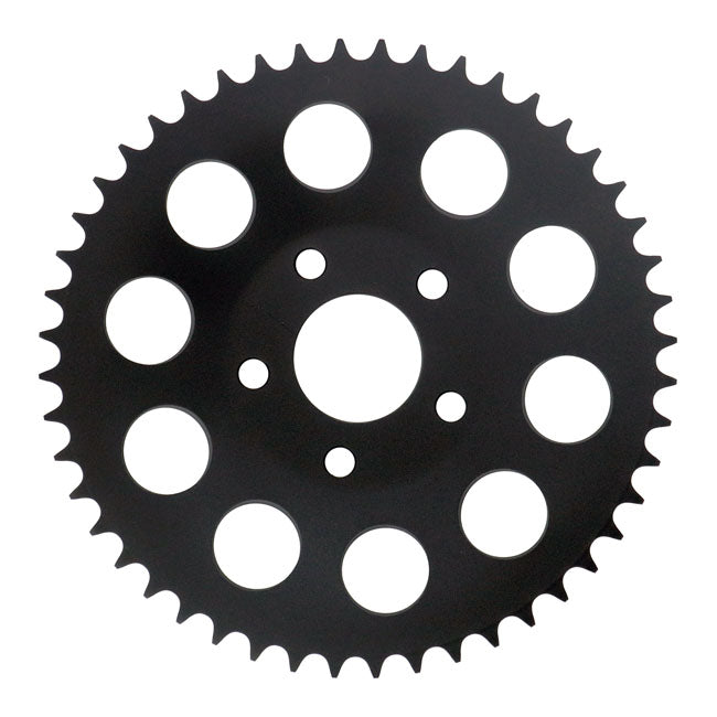 Rear sprocket, black. 48t — 82-85 FXR; 73-99 style offset chop (NU)