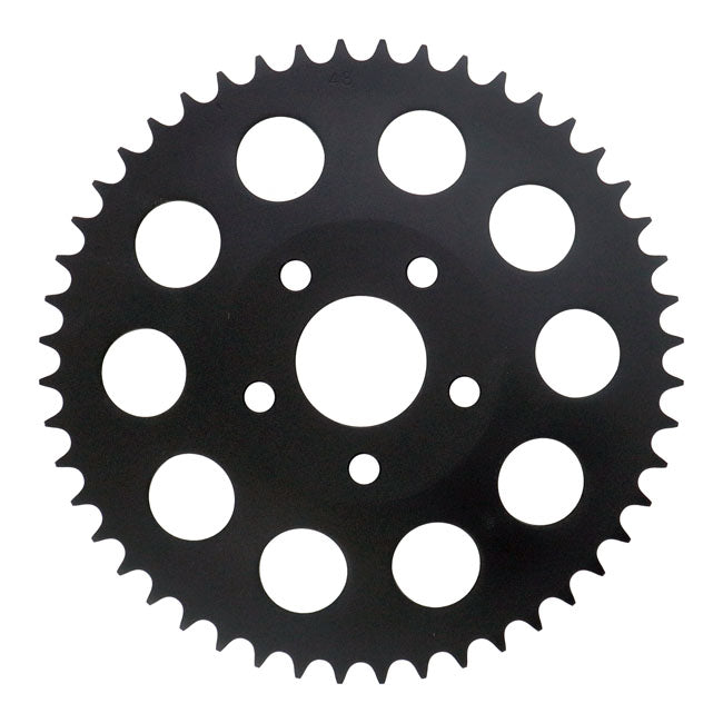 Rear sprocket, black. 48t — 82-85 FXR; 73-99 style offset chop (NU)