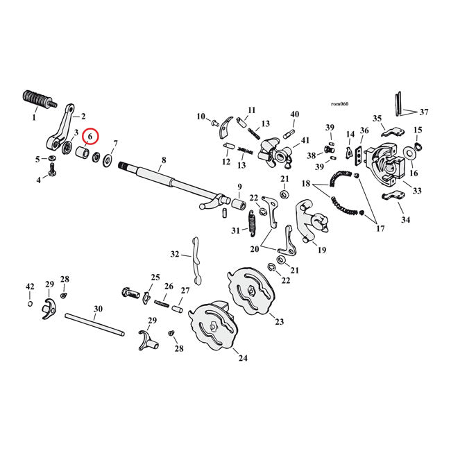 Bushing, shifter shaft — 77-05 XL Sportster (NU) : Primary cover. 86-03 XL Sportster (NU) : Right crankcase.