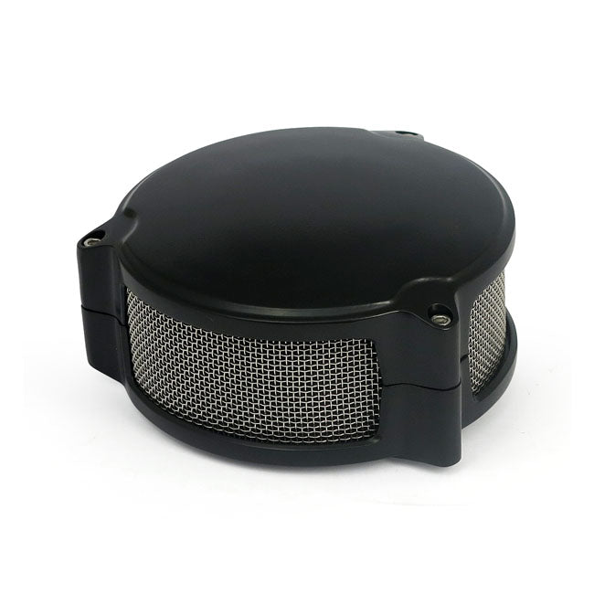 Dragtron star air cleaner assembly. Black — 90-17 (NU) Big Twin; 88-22 XL Sportster. With CV or Delphi inj. (Excl. e-throttle models)