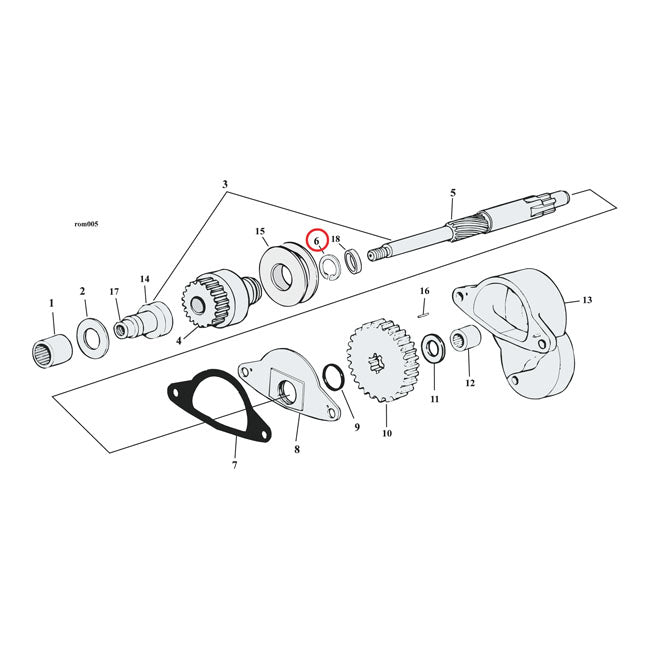 Retaining ring, starter shaft