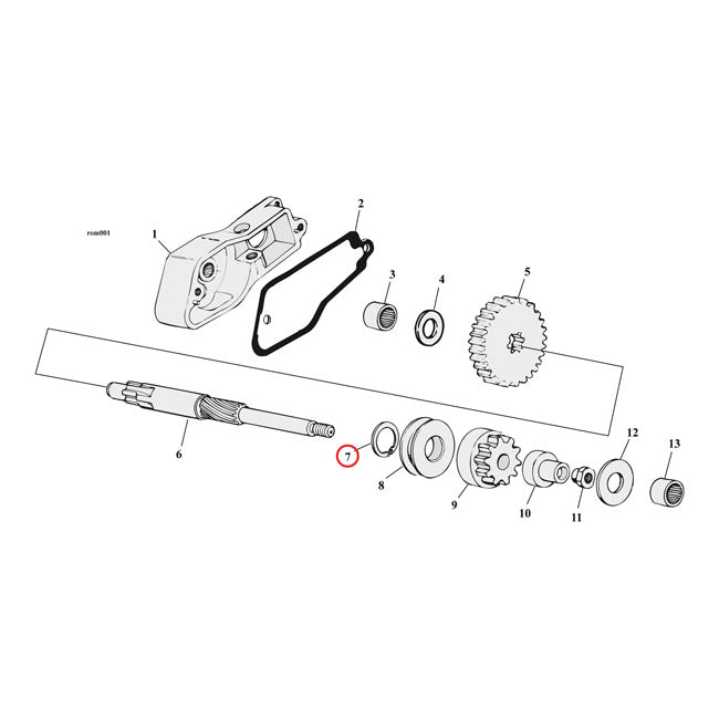 Retaining ring, starter shaft