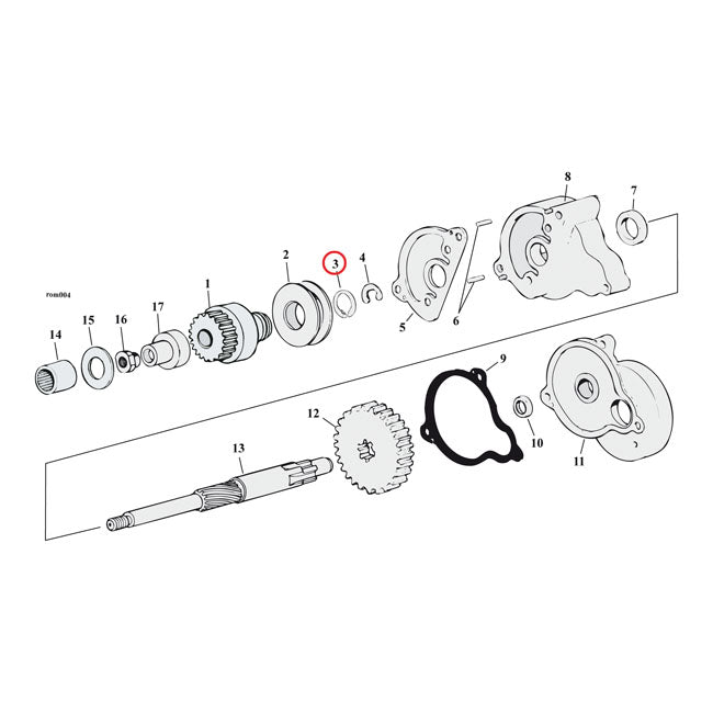 Retaining ring, starter shaft