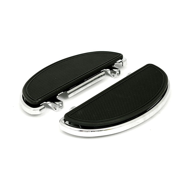 Oval early style floorboards. with dampers. Chrome — 86-17 (NU) FL Softail; 12-16 (NU) Dyna FLD Switchback; 83-26 FLT/Touring; 09-26 Trikes