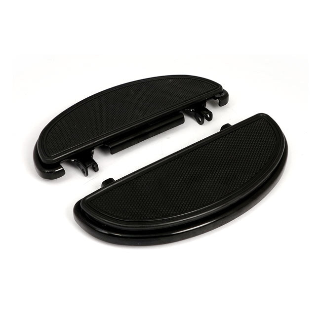 Oval early style floorboards. with dampers. Black — 86-17 (NU) FL Softail; 12-16 (NU) Dyna FLD Switchback; 83-26 FLT/Touring; 09-26 Trikes
