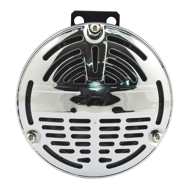 OEM style 5-1/2" springer horn. Chrome. 6-Volt