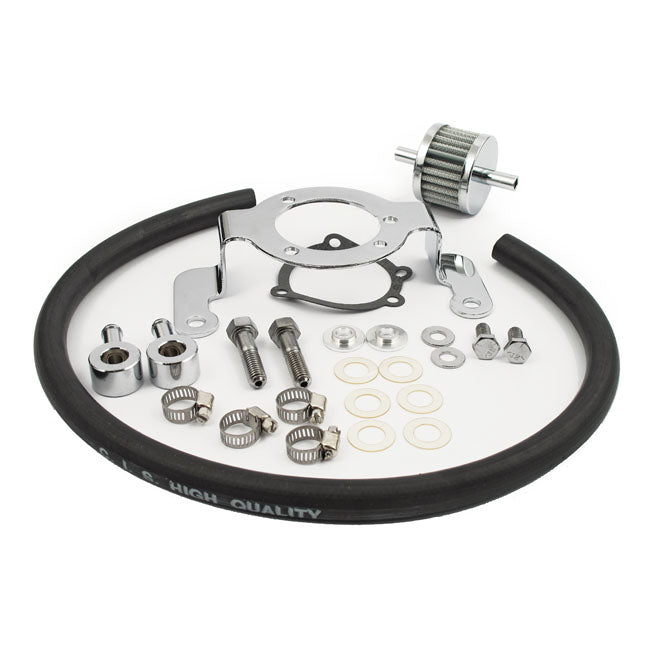 Air cleaner adapter bracket kit. Chrome — 99-17 Twin Cam with CV or Delphi inj. (Excl. e-throttle models) (NU)