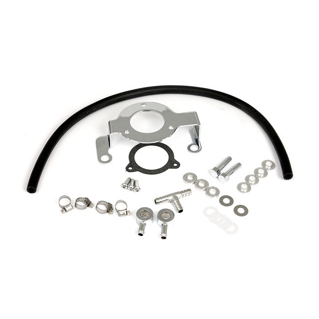 Air cleaner adapter bracket kit. Chrome — 16-17 Softail; 2017 FXDLS; 08-16 FLT/Touring; Trike. (e-throttle) (NU)