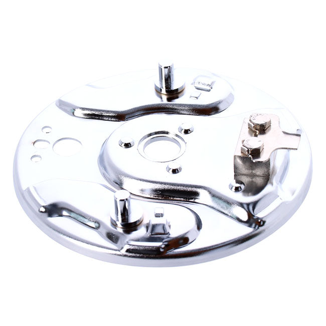Rear hydraulic brake backing plate, chrome — 58-62 Big Twin (NU)