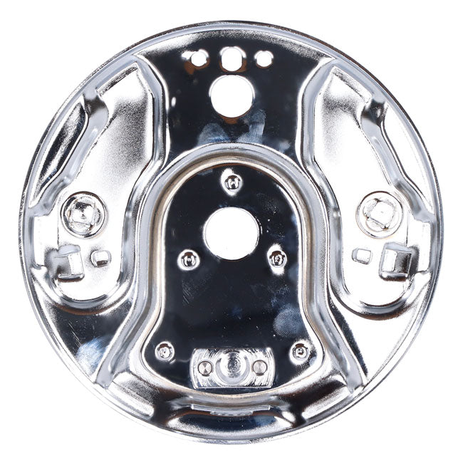 Rear hydraulic brake backing plate, chrome — 58-62 Big Twin (NU)