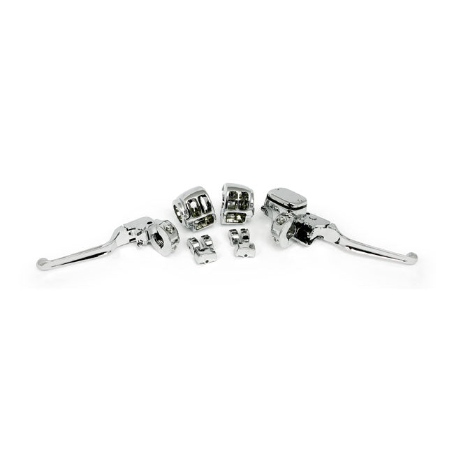 Handlebar control kit chrome 9/16" bore — 11-17 FXS; FLS; FLST; 12-17 FXD; FDXWG (NU). (single disc models)