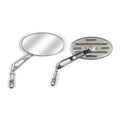 Slotted cateye mirror. Chrome, short stem — 65-UP H-D