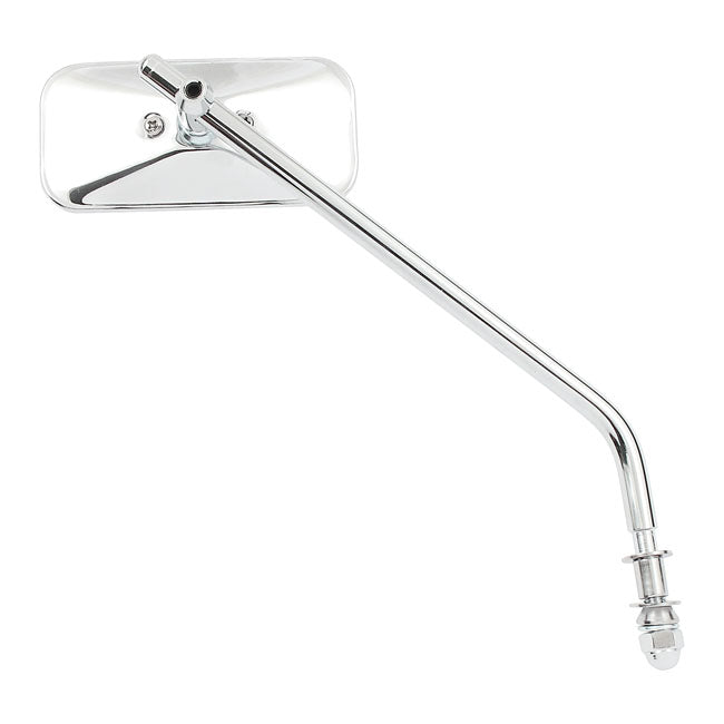 Small rectangular mirror. long stem, chrome