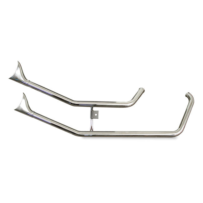 Paughco, Upswept Fishtail exhaust. Chrome — 57-85 XL Sportster with rigid frame (NU)