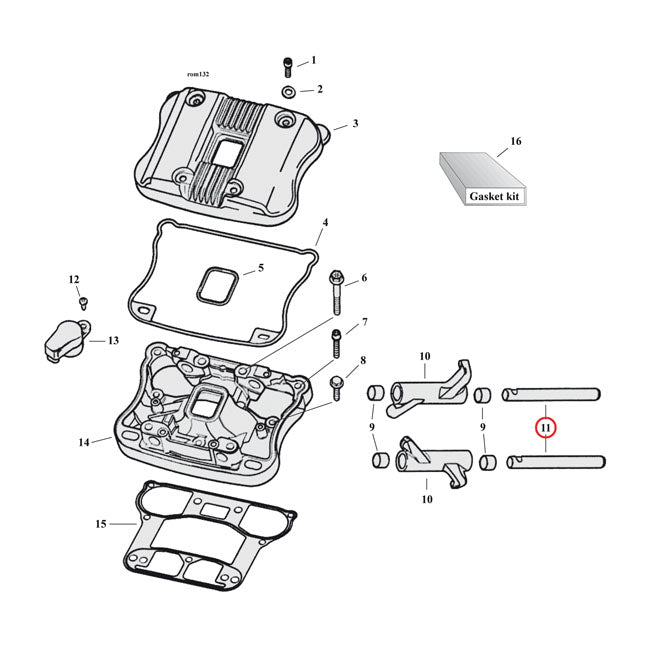 Rocker arm shaft. import — 84-99 Evo Big Twin; 99-17 Twin Cam; 86-22 XL Sportster; 08-12 XR1200; 91-10 Buell XB (NU)
