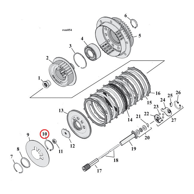 Retaining ring, clutch adjuster plate