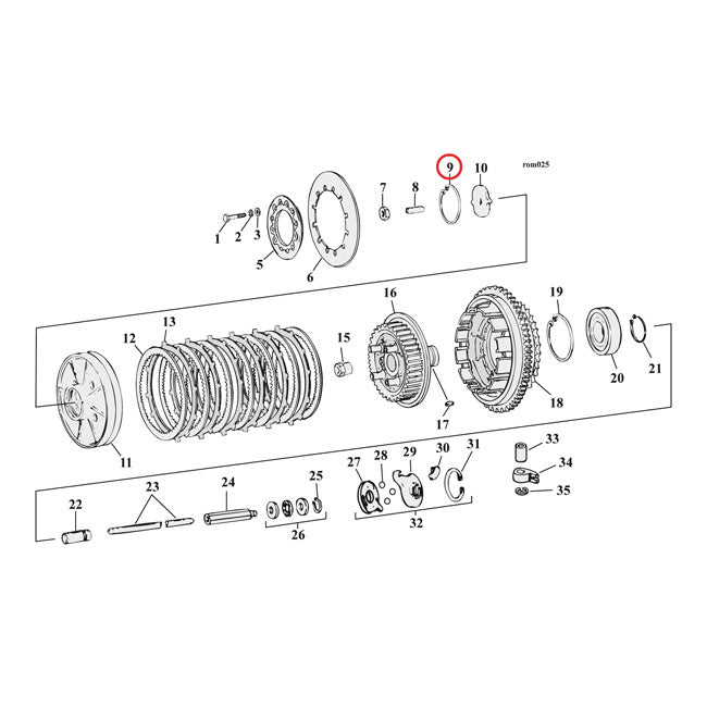 Retaining ring, clutch adjuster plate