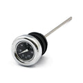 Oil tank dipstick with temperature gauge. Chrome black face — 70-84 Big Twin; 70-78 XL Sportster; some custom tanks (NU)
