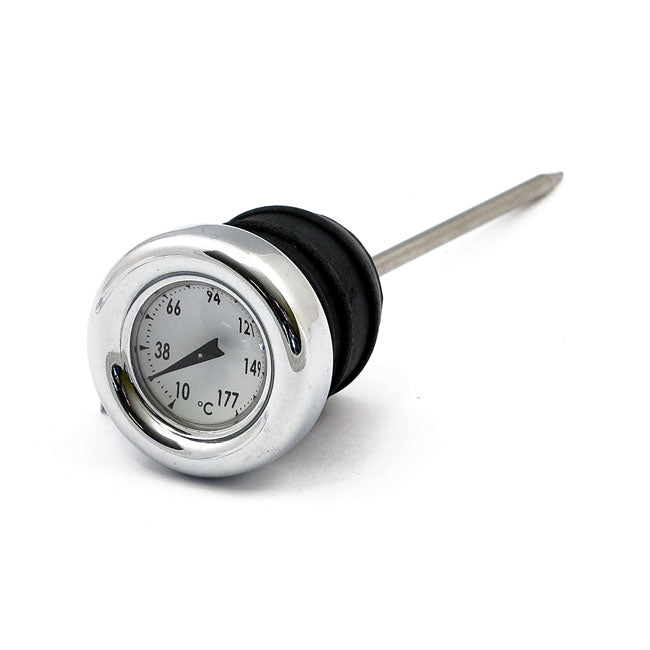 Oil tank dipstick with temperature gauge. Chrome white face — Custom tanks