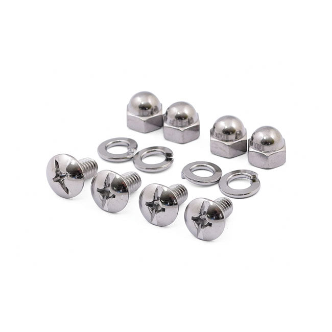 License plate mount kit. Mushroom/Acorn. Chrome