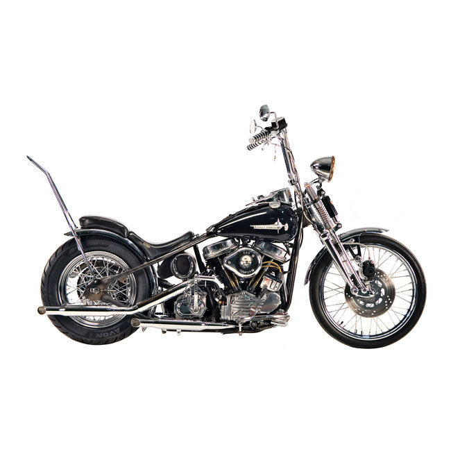 Paughco, Shorty exhaust Goose cut (38"). Chrome — 58-64 Panhead (NU)