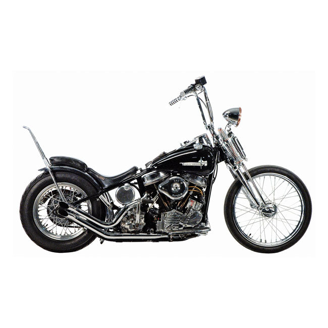 Paughco, Upswept head pipes - Gooseneck. over Transmission — 48-64 Panhead with 48-57 style rigid frame (NU)