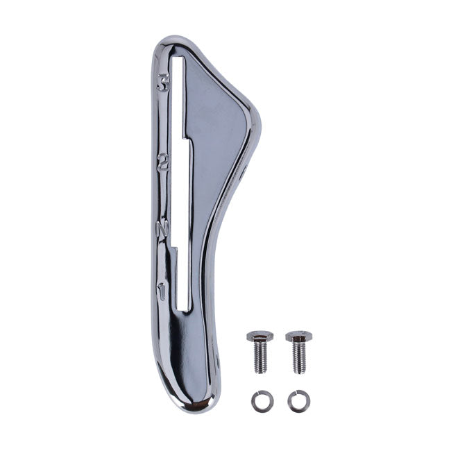 Shifter lever guide, 3-speed. Chrome — 47-73 45" Flathead; 47-48 74/80" Flathead & OHV (NU)