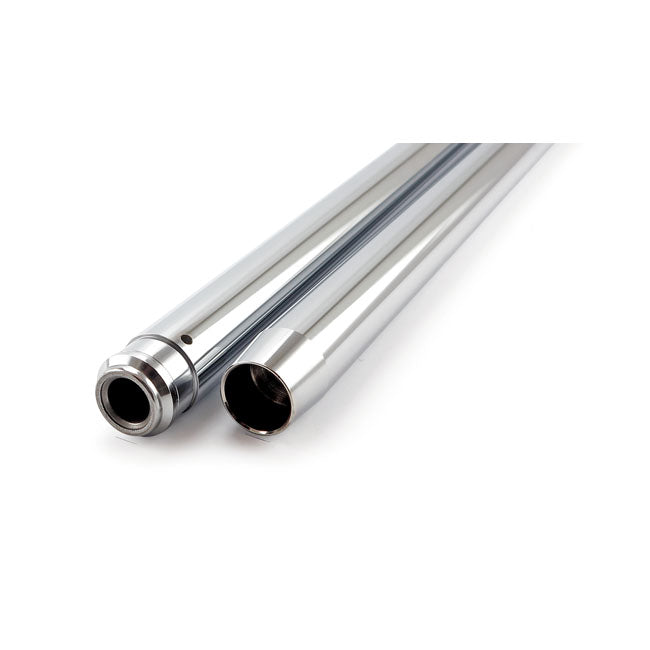 Fork tubes 35mm, 23-1/4". show chrome — Standard length: 86-87 XL Sportster;FXR (NU). -2" understock length: 1987 FXRT; FXRD (NU).