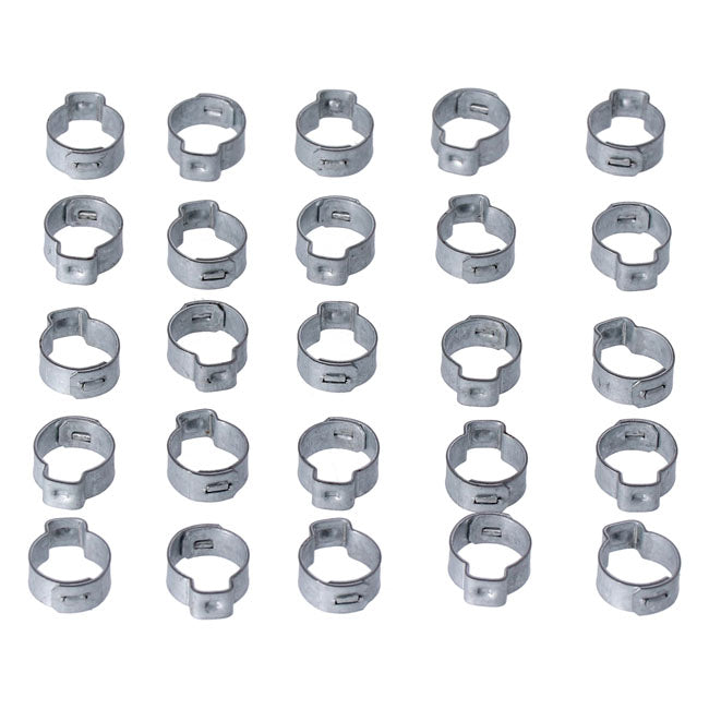Crimp hose clamp, 17/32" (13.5mm) ID. Zinc