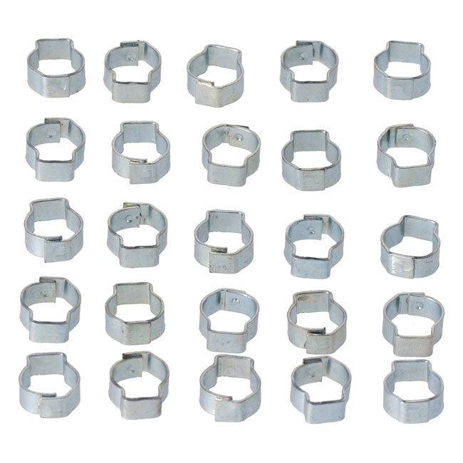 Crimp hose clamp, 7/16 (11.18mm) ID. Zinc