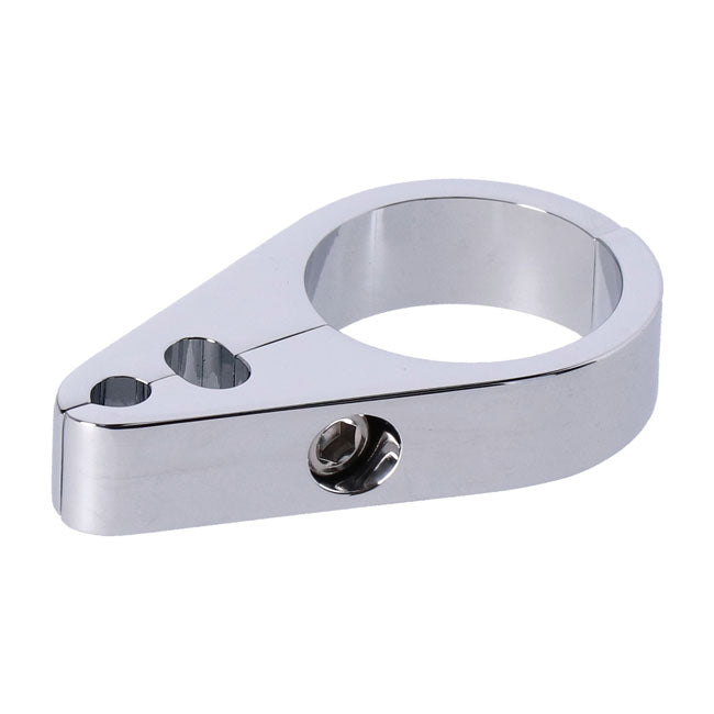 2-Piece frame cable clamp. Throttle/Idle/Brake. Chrome — Universal